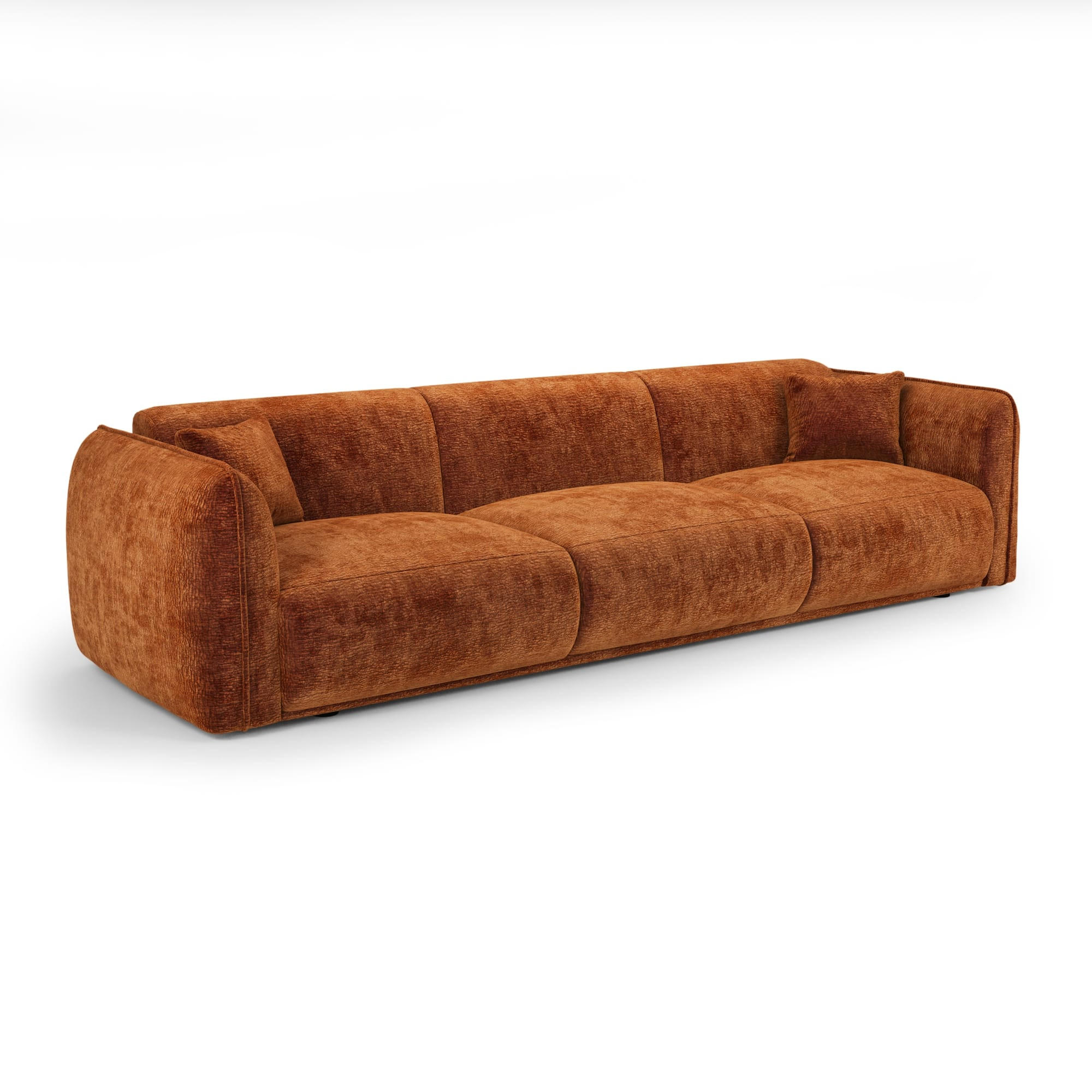 SOFA LUSH Gemusterter Samt Terrakotta 235cm - Dunkelorange/Terracotta, Textil (235/80/90cm) - Premium Interiors