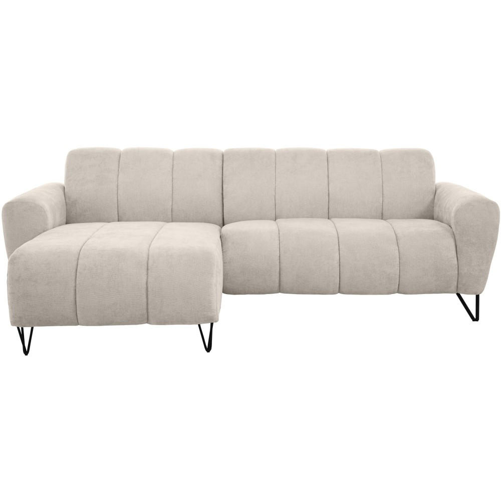ECKSOFA Volare Mini ohne Schlaffunktion beige links, Storm-Stoff - Beige/Schwarz, Textil/Metall (256/165cm) - Beautysofa