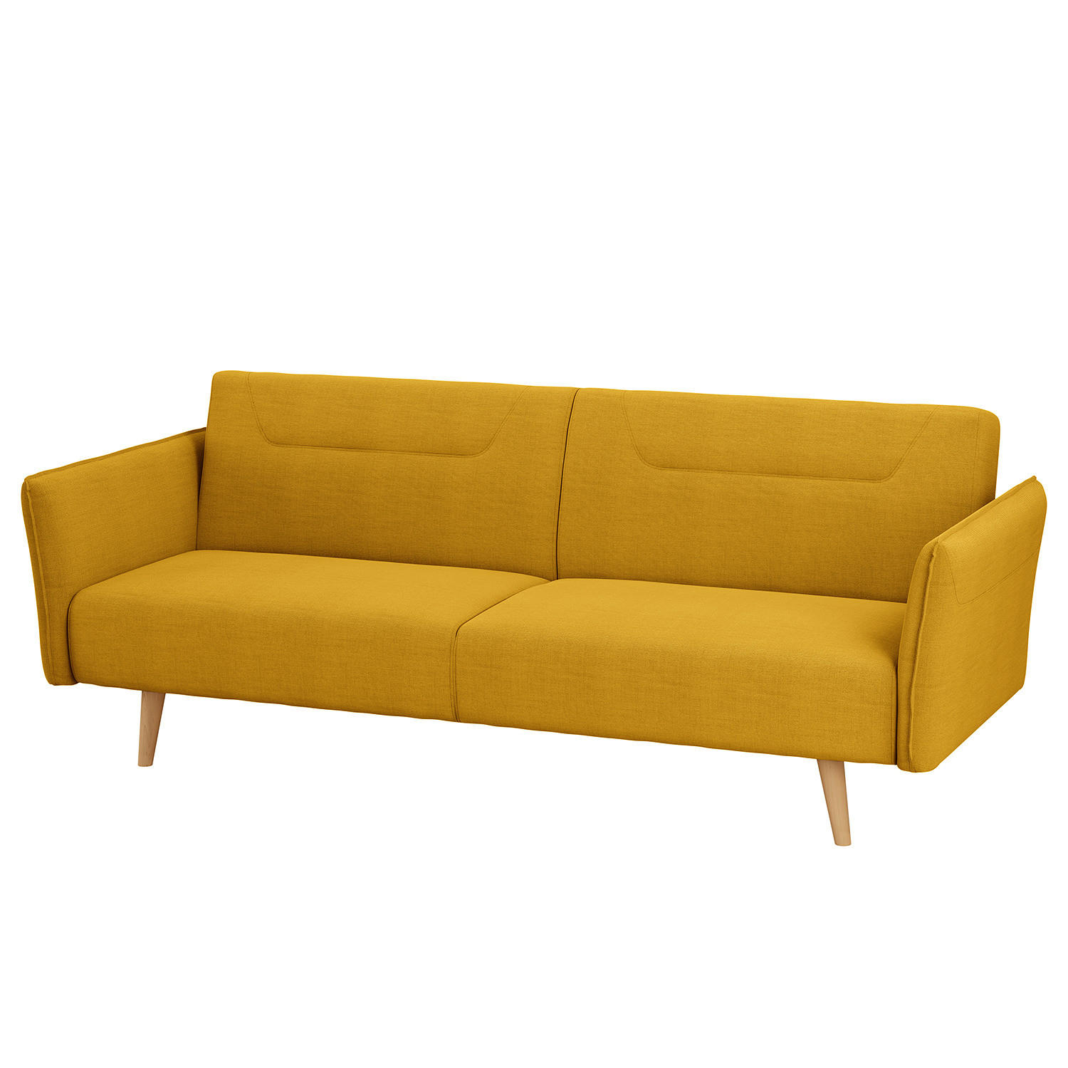 SCHLAFSOFA - Webstoff - Beige/Gelb, Holz/Textil (220/83/97cm) - home24