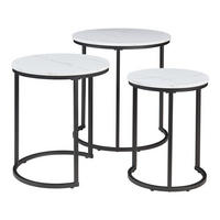 BEISTELLTISCH-SET 3 TLG. Ulricehamn - Schwarz/Weiß, Holzwerkstoff/Metall (56.5/56.5/60cm) - [en.casa]