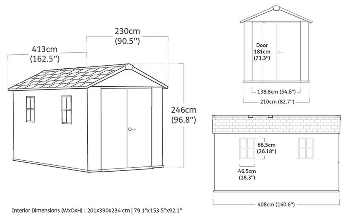 GARTENHAUS Newton - Grau, Kunststoff (230/246/413cm) - Keter