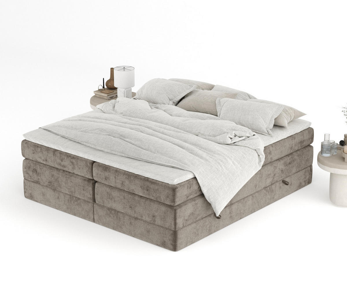 BOXSPRINGBETT Juniper Braun 180/200 cm - Schwarz/Braun, Holz/Holzwerkstoff (180/200cm) - Maison de Reve