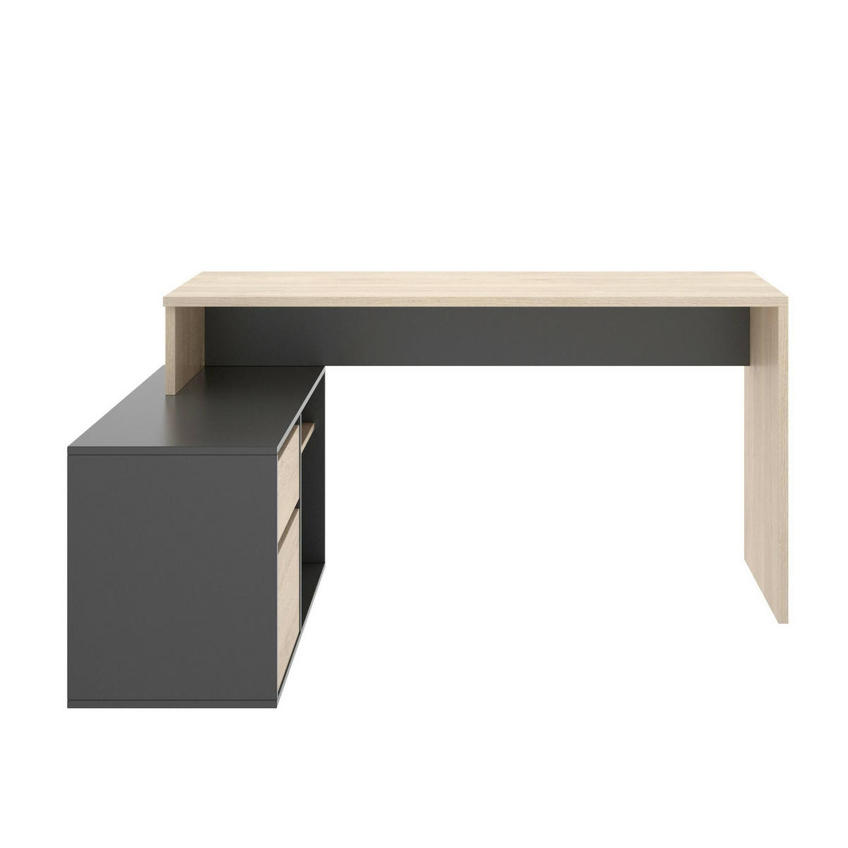 ECKSCHREIBTISCH Eiche, Anthrazit 92/139/75 cm - Schwarz, Holzwerkstoff (92/139/75cm) - DMORA