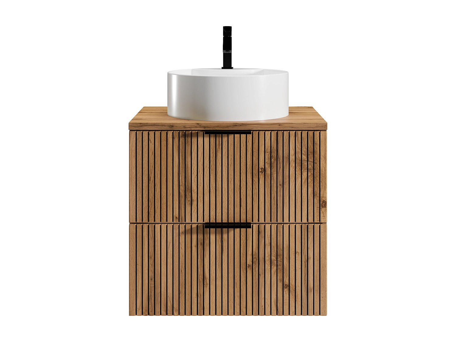 EINZELWASCHTISCH - 60 cm x 46 cm - Holz, Platte - Schwarz, Naturfarben Hell - MADELA - Schwarz/Naturfarben, Holz (60/57/46cm) - Vente-Unique