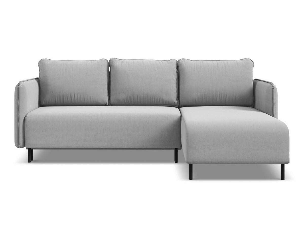 ECKSOFA mit Schlaffunktion Samt Stoff Grau - Schwarz/Grau, Holz/Textil (236/162cm) - Makamii