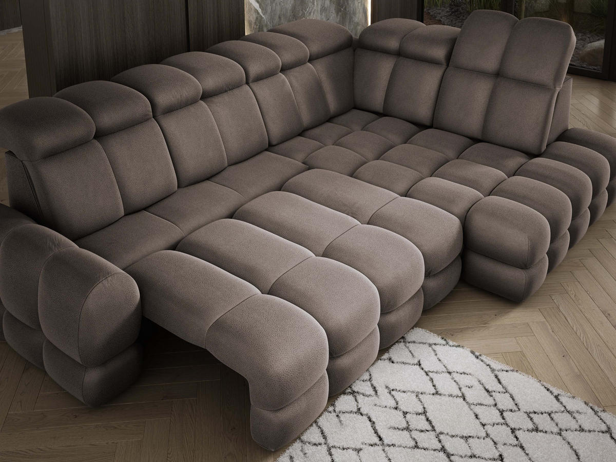 ECKSOFA TOLLO Solar-stoff L-form 302x217x105 cm schokolade - Bronzefarben, Holz/Textil (217/302cm) - DomoHome