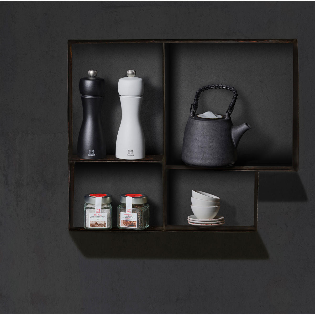 MÜHLENSET Tahiti 15cm Pfeffer- & Salzmühle Buchenholz Schwarz/Weiß Stahlmahlwerk - Schwarz, Holz (10.4/15/5.2cm) - PEUGEOT