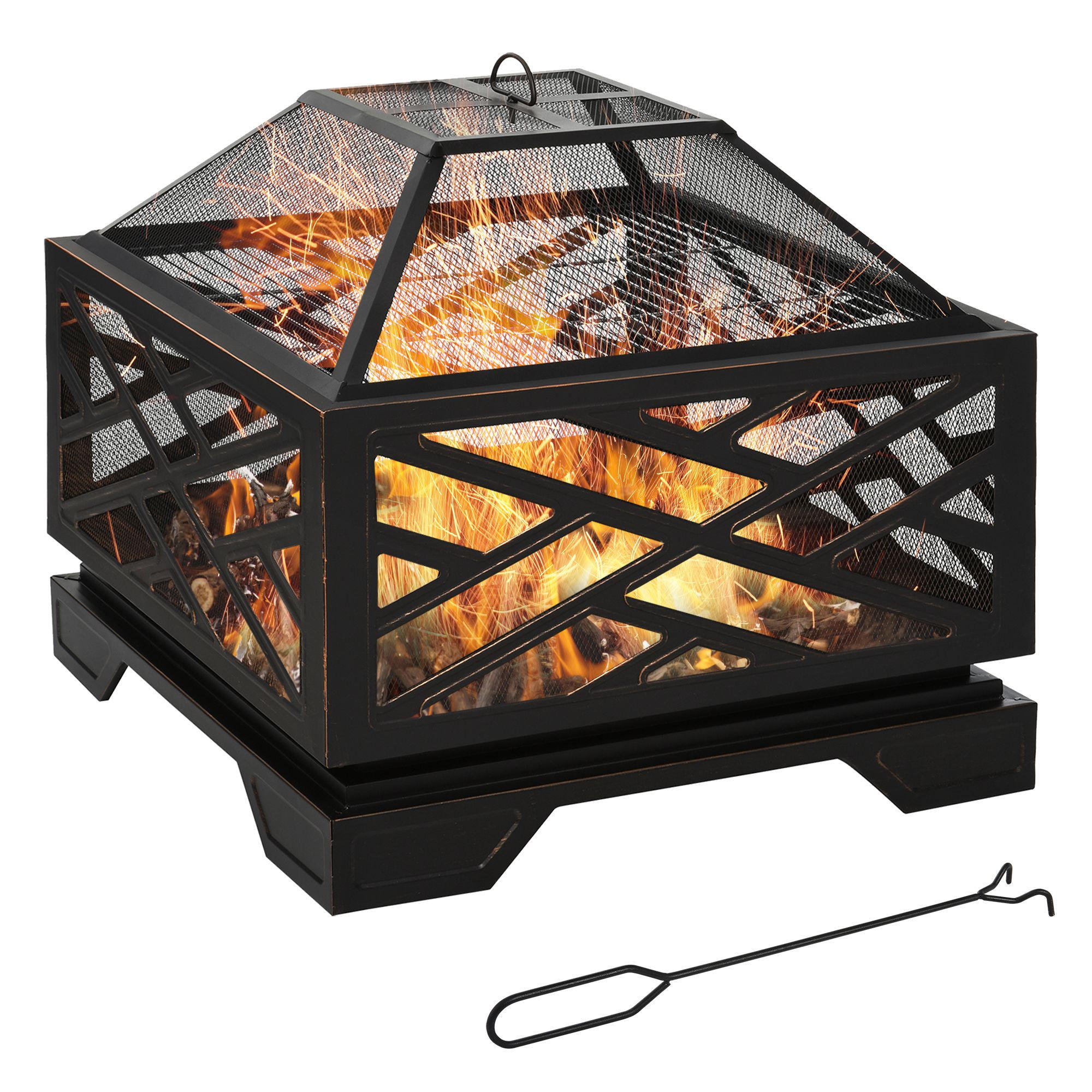 FEUERSCHALE, Eisen, Schwarz - Schwarz, Metall (66/66/66cm) - Outsunny