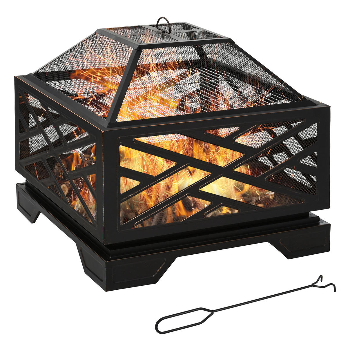FEUERSCHALE, Eisen, Schwarz - Schwarz, Metall (66/66/66cm) - Outsunny