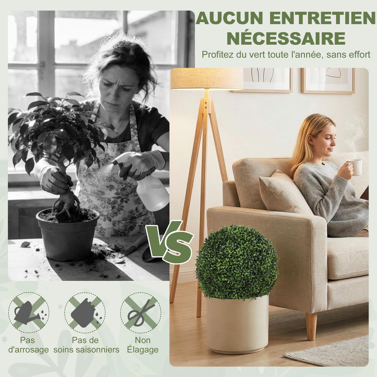 KUNSTPFLANZE 2er-Set DE-16651 UV-beständig, Ø 42 cm, je 682 Blätter Grün - Grün, Kunststoff (42cm) - ComfortXL