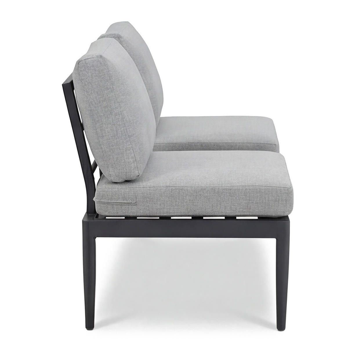 LOUNGEGRUPPE - 4-teilig - Stahl / Webstoff - Anthrazit / Grau - Grau, Kunststoff/Textil - home24