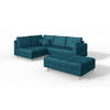 ECKSOFA MIT HOCKER Lorine Mikrofaser Blau - Blau/Hellbraun, Buchenholz/Textil (231/161cm) - S-Style Möbel