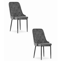 ESSZIMMERSTUHL 2er Set Graues Velours, gepolsterte Rückenlehne, bequeme Sitzfläche - Grau, Textil (43/94/43cm) - Best For Home