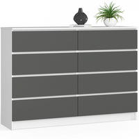 KOMMODE Weiß, Graphit Grau 99/138/40 - Weiß, Holzwerkstoff (138/99/40cm) - RAUMHIRSCH FURNITURE