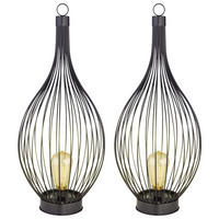 LED AUSSENLEUCHTE Käfig Design Schwarz 2er Set - Schwarz, Metall (25/25/57cm)