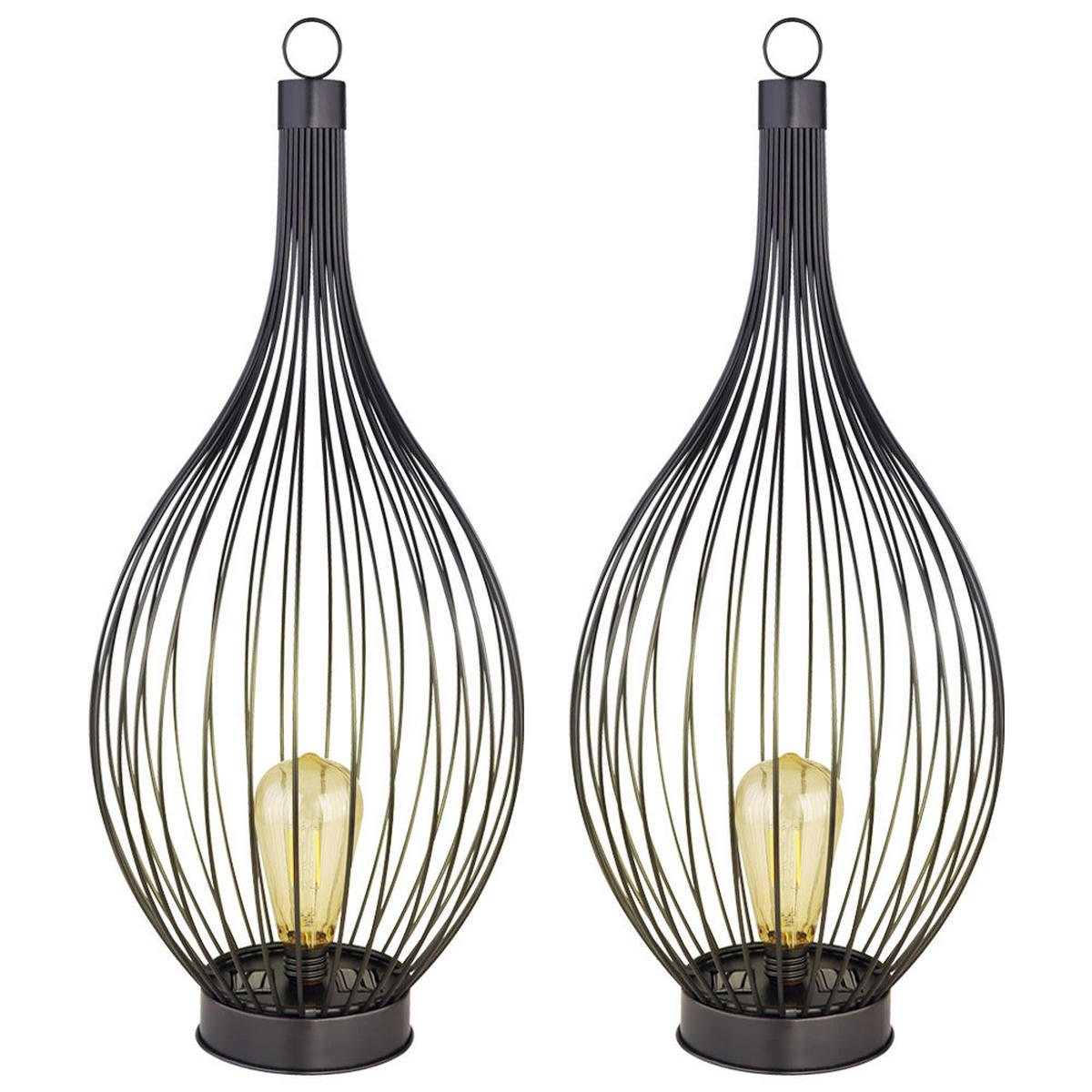 LED AUSSENLEUCHTE Käfig Design Schwarz 2er Set - Schwarz, Metall (25/25/57cm)