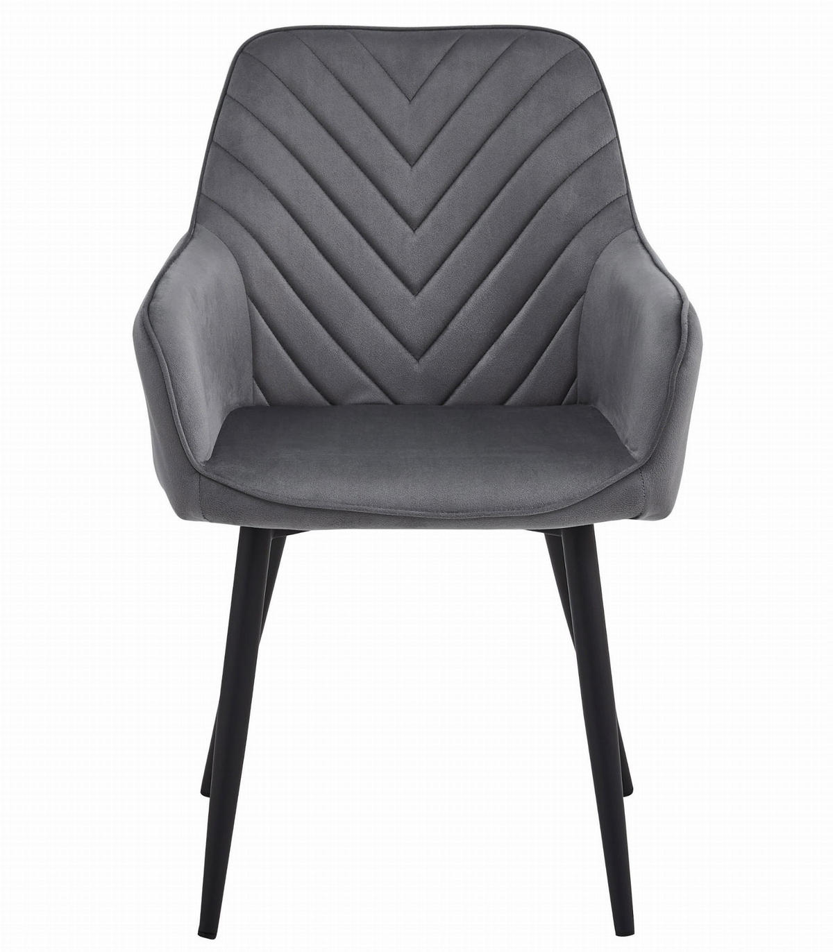 STUHL NEMI 6-er Set, Grau, Schwarz, mit Samtstoff gepolstert - Anthrazit, Textil/Metall (54/84/61cm) - Komodee