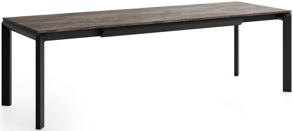 ESSTISCH Elan rechteckig ausziehbar verlängerbar mit Schwarzen Metallbeinen, Beton Dunkelgrau 160-250/90/76 cm - Dunkelgrau/Schwarz, Holzwerkstoff/Metall (90/250/76cm) - WFL GROUP