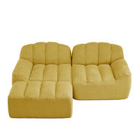 2-SITZER ECKSOFA Granulierter Fleece Gelb mit Ottomane - Gelb, Textil (210/165cm) - WISHDOR