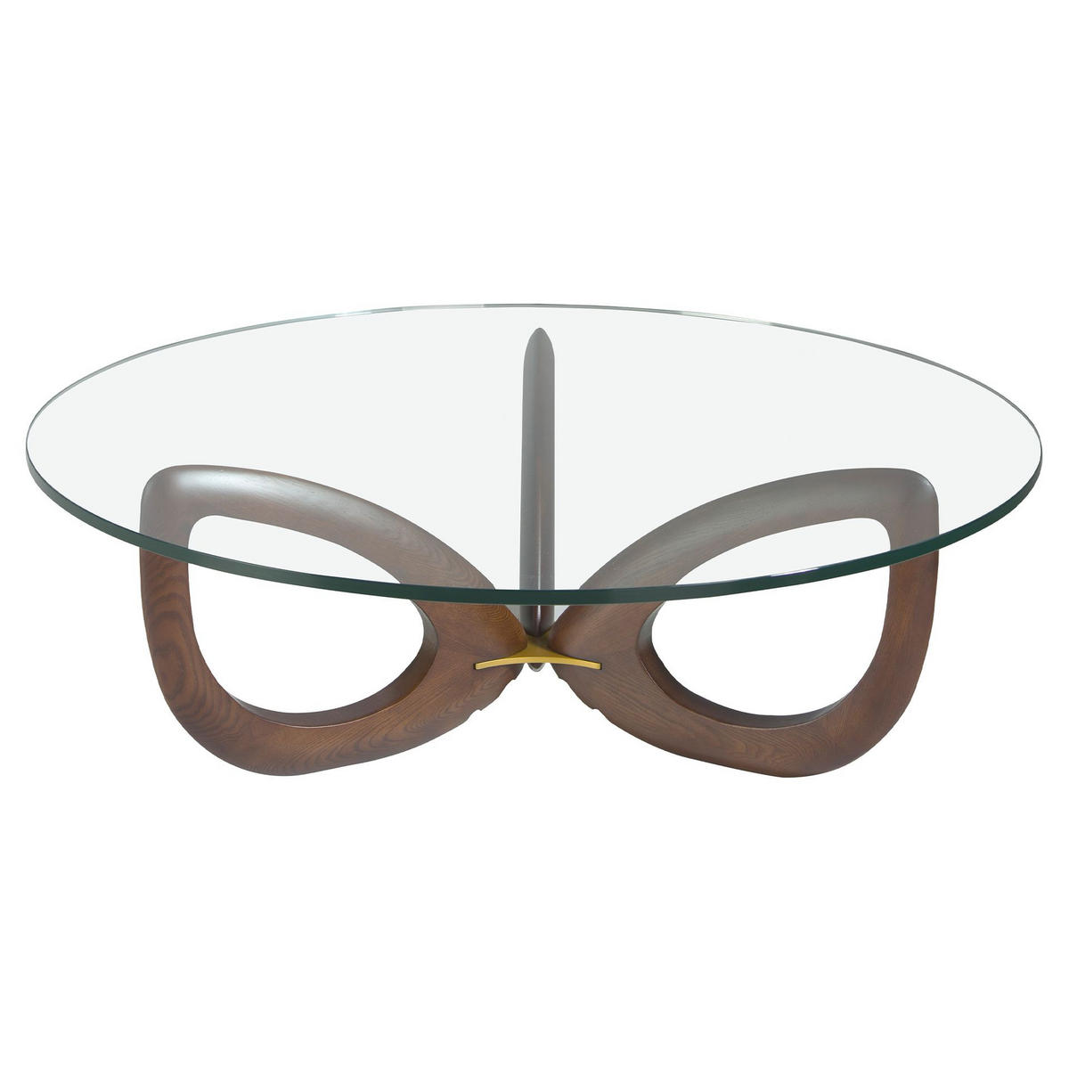 COUCHTISCH Runder aus gehärtetem Glas und Nussbaumholz Ø120/38 cm - Transparent/Walnussfarben, Glas/Holz (120/120/38cm) - ANGEL CERDA