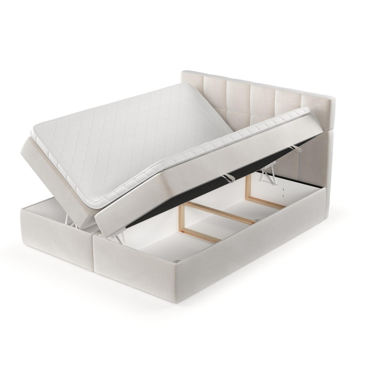 POSTEL BOXSPRING VARENO 160/200 Krémová - černá/krémová, kov/dřevo (160/200cm) - AltaBeds