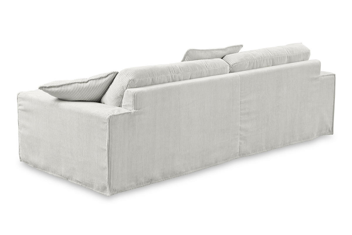 SOFA XL NETTA Hellgrau Cord - Hellgrau/Braun, Birkenholz/Textil (258/90/116cm) - KAWOLA
