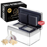 KNOBLAUCHSCHNEIDER Deluxe,Knoblauchschneider Deluxe, Edelstahl, 2-in-1 Hacker & Slicer mit Behälter - Edelstahlfarben, Metall (6.29cm) - Gourmet Easy