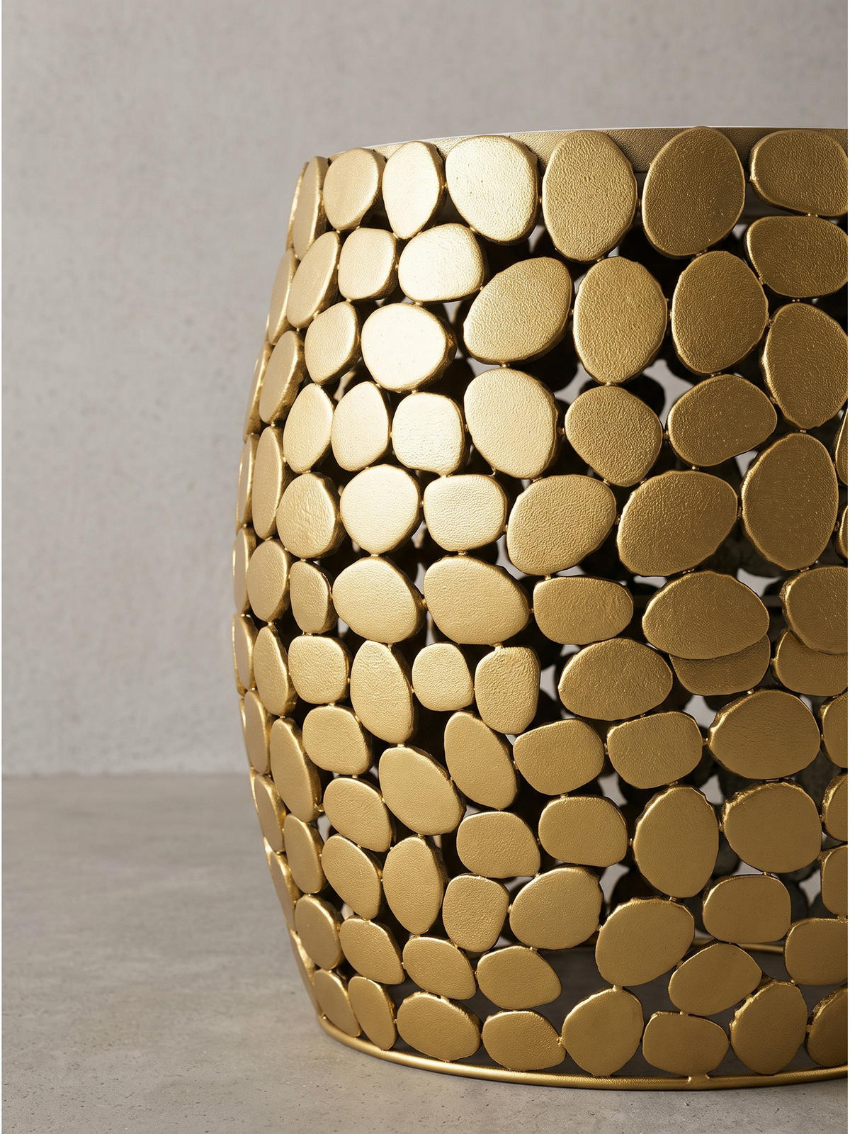 BEISTELLTISCH DIEMEL, Marmor, handgefertigt, Gold-Weiß, Ø 40 x 46 cm - Goldfarben, Stein/Metall (40/40/46cm) - KADIMA DESIGN