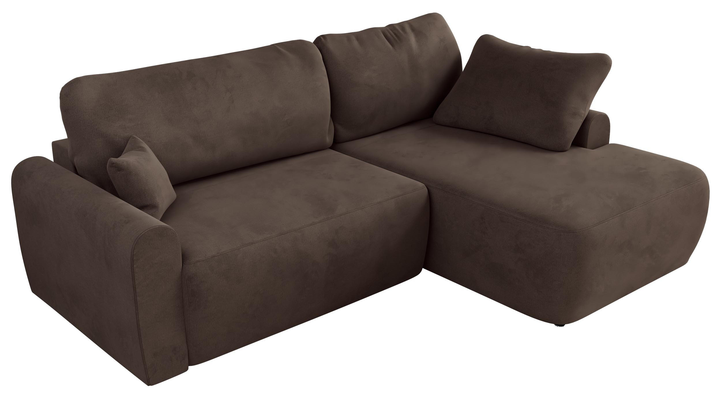 ECKSCHLAFSOFA CUBO L Braun Velvet - rechts - Schwarz/Braun, Kunststoff/Textil (187/273cm) - MKS
