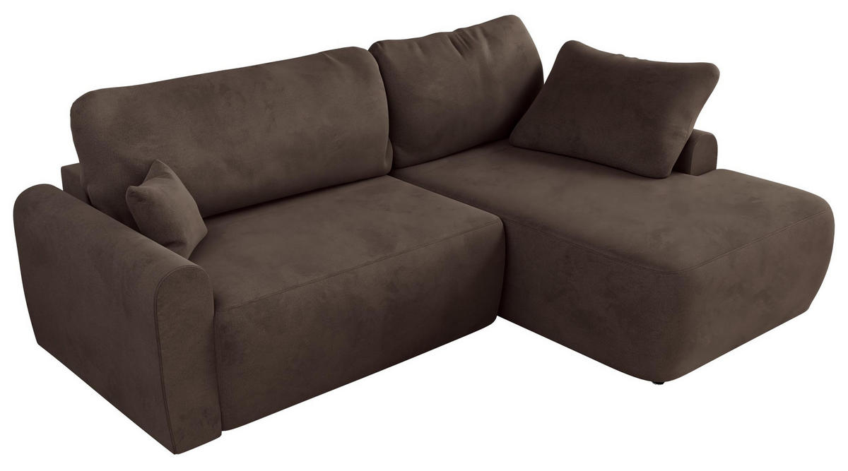 ECKSCHLAFSOFA CUBO L Braun Velvet - rechts - Schwarz/Braun, Kunststoff/Textil (187/273cm) - MKS