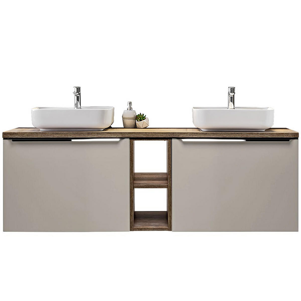 BADMÖBEL-SET 6-TLG. Puebla-56 - Beige, Holzwerkstoff (140/64/46cm) - Lomado