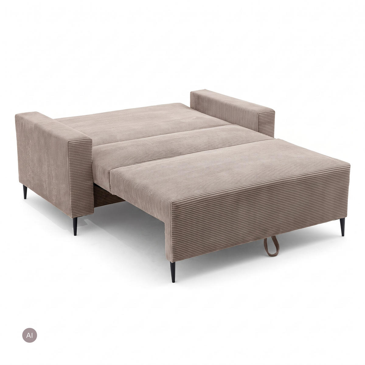 3-SITZER-SOFA EDEL mit Schlaffunktion und Bettkasten, Cordstoff Beige - Beige/Schwarz, Holz/Textil (165/94/100cm) - NACANAPA