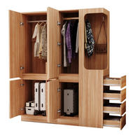KLEIDERSCHRANK aus Kiefernholz, Sperrholz und MDF 162,5x40x170 cm Holzfarbe mit Schubladen, Staufächern und offenem Hängebereich - Nussbaumfarben, Holzwerkstoff (162.5/170/40cm) - Modfu