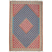 HANDWEBTEPPICH Kelim Senneh Blau 160/107 cm Schurwolle - Blau, Textil (107/160cm) - Looma