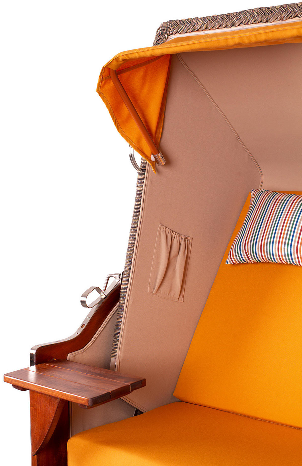 STRANDKORB Seeblick 2 Sitzer Mahagoni - Gelb/Braun, Metall (125/170/80cm) - Mr. Deko