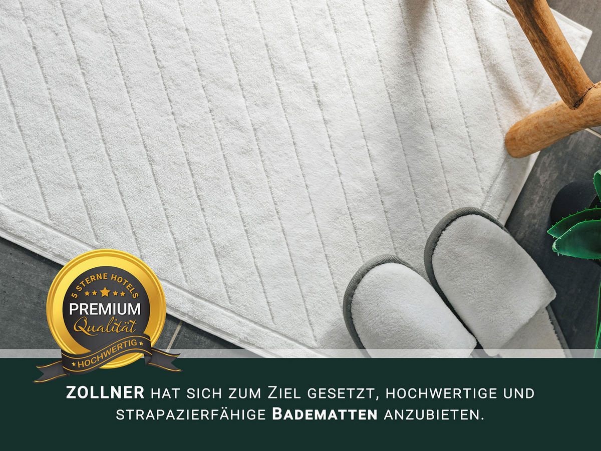 BADEMATTE, 2er-Set, 50x75 cm, 100% Baumwolle, Weiß - Weiß, Textil (50/70cm) - Zollner