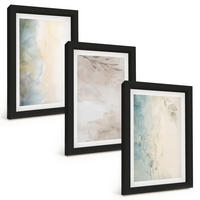 BILDER SET 3er Set - 20x30 cm Schwarzer Rahmen - Zarte Aquarellkartons - Schwarz, Kunststoff (20/30cm) - TULUP