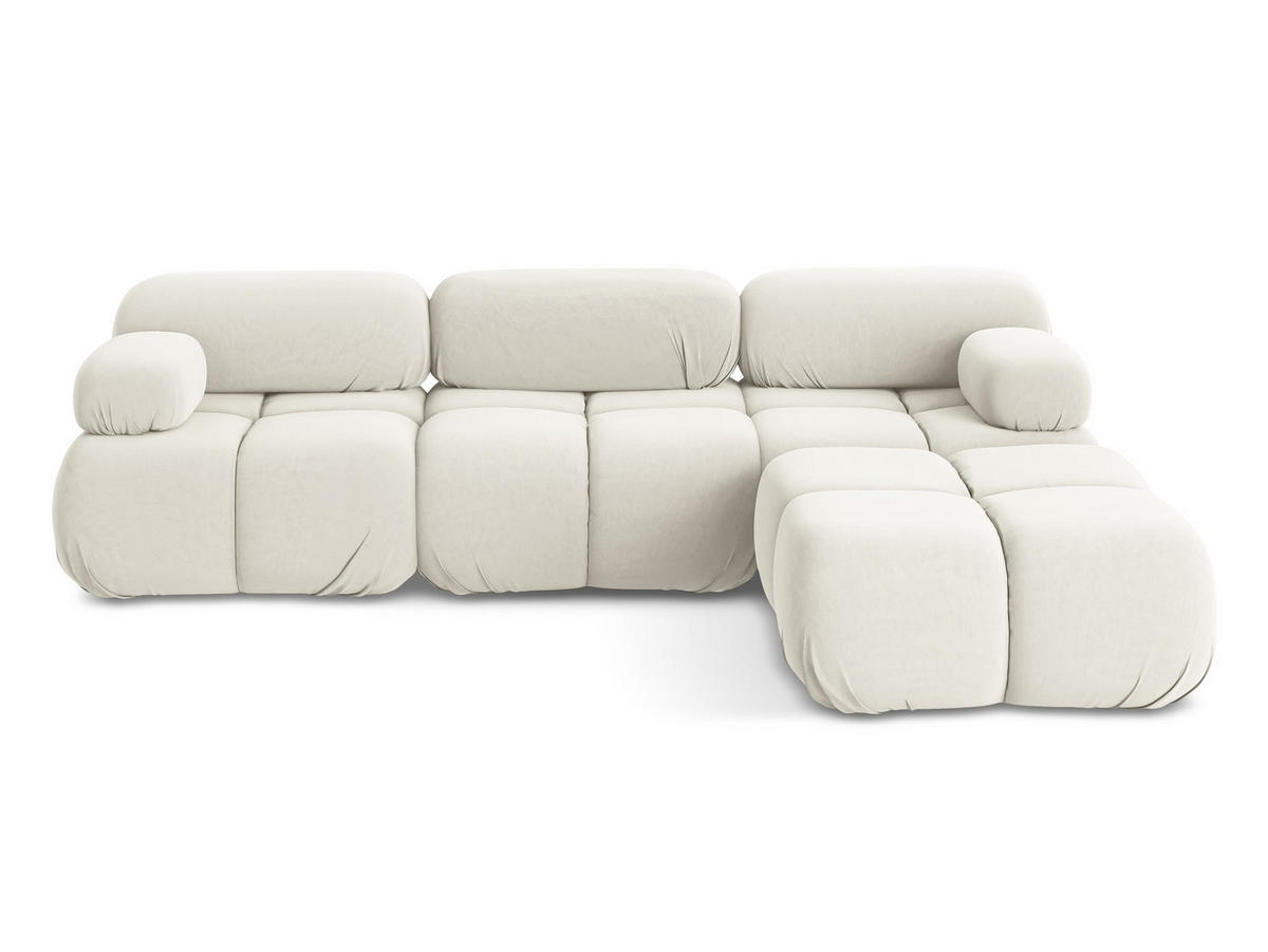 ECKSOFA Beidseitig Samt Stoff Beige - Beige/Creme, Kunststoff/Textil (285/191cm) - Makamii