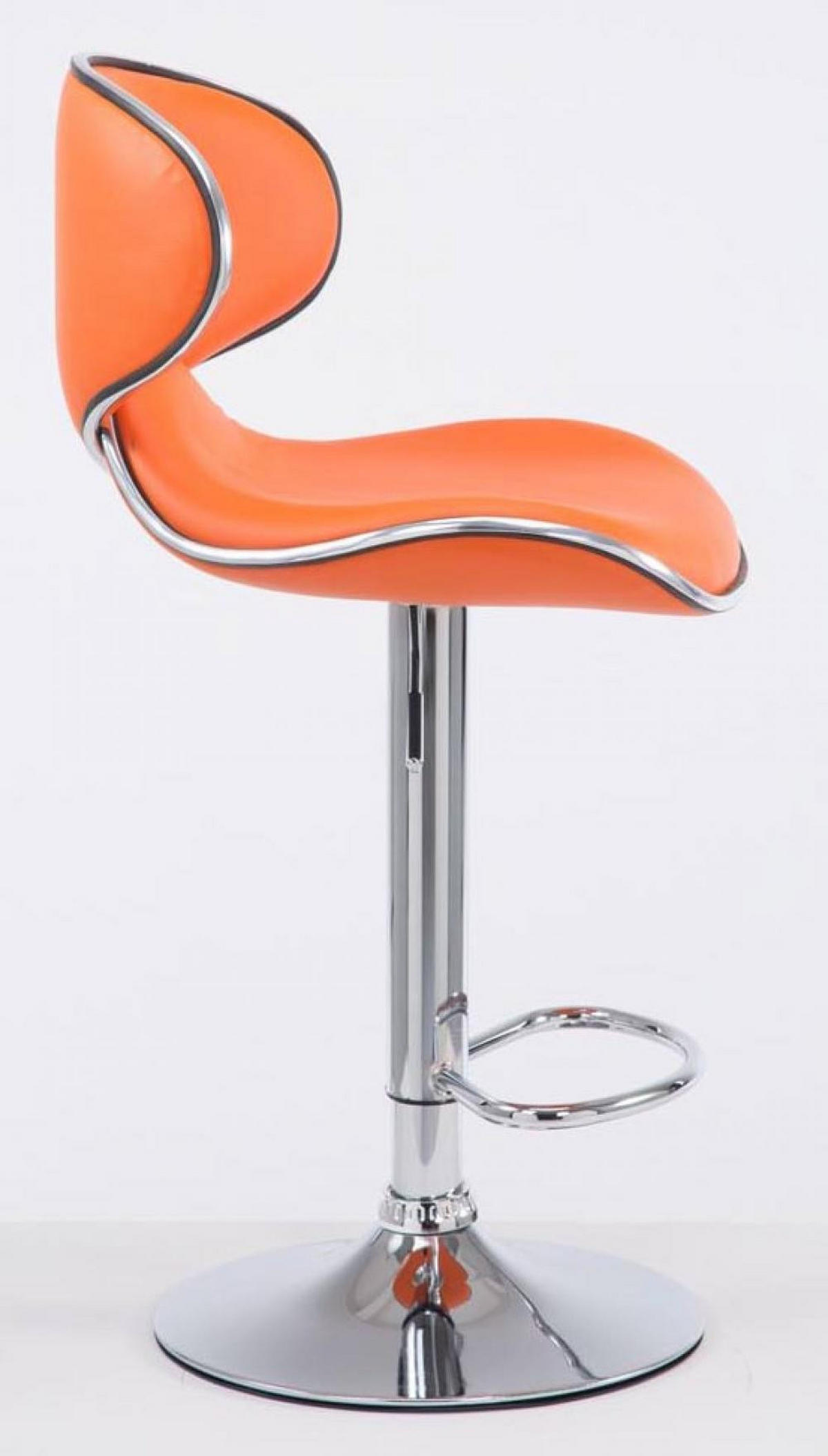 BARHOCKER 2er Set Lederlook orange - Chromfarben/Orange, Textil/Metall (46/88/49cm) - CLP
