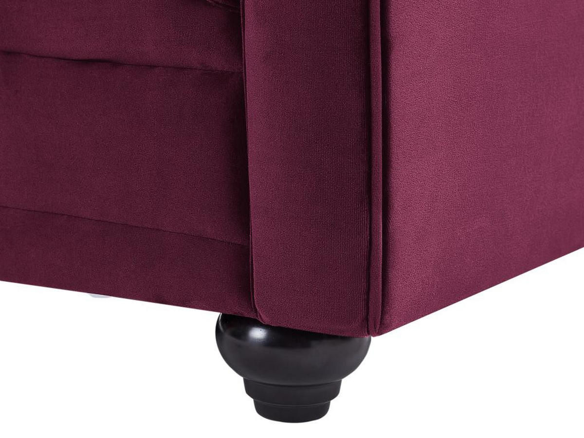 SOFA 2-Sitzer - Samt - Purpur - CHESTERFIELD - Bordeaux, Textil (88/72/168cm) - Vente-Unique