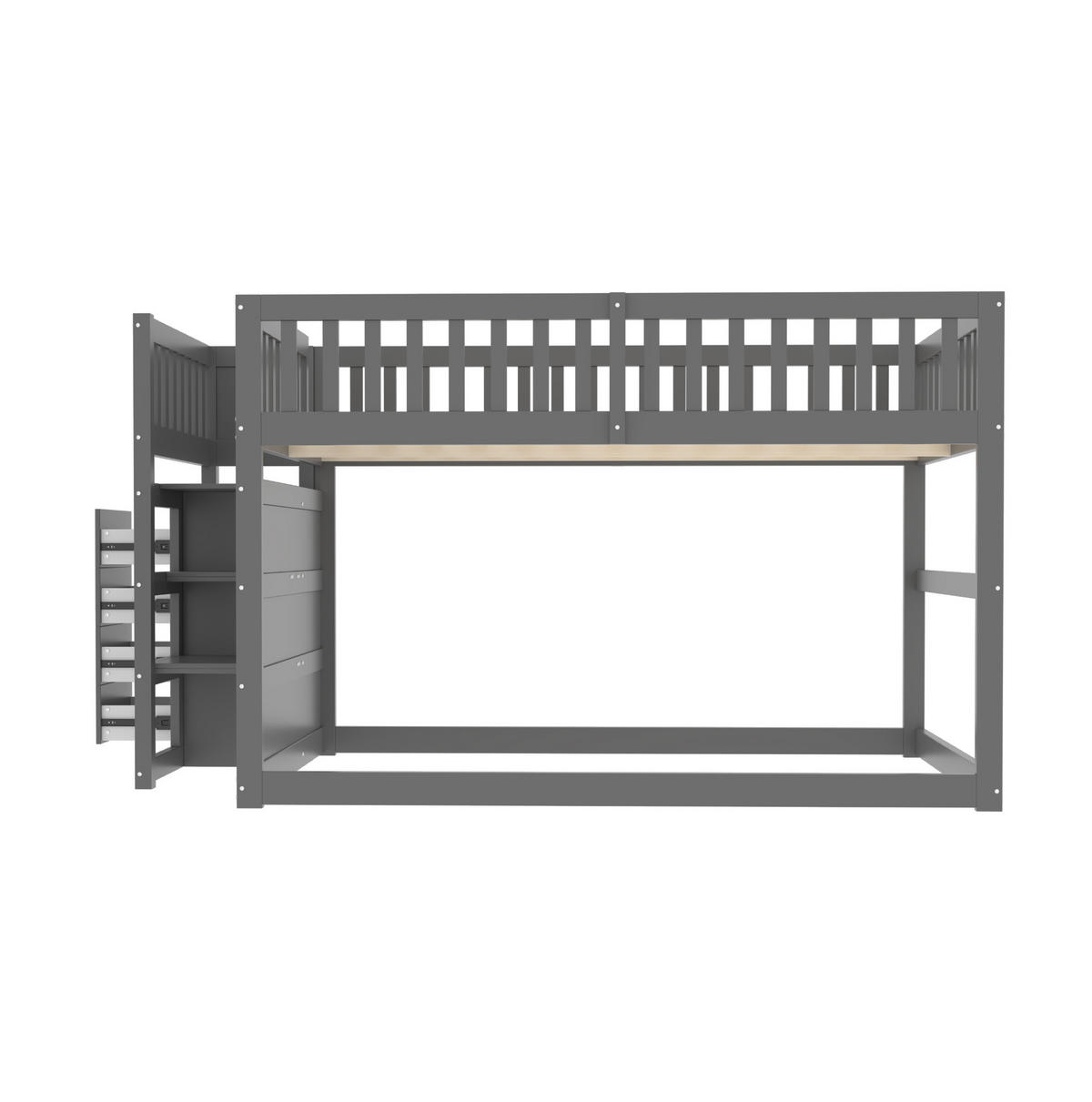 HOCHBETT 140/200 cm aus Holz mit Treppe und 4 Schubladen – Grau - Grau, Holz (140/200cm) - BEAOK