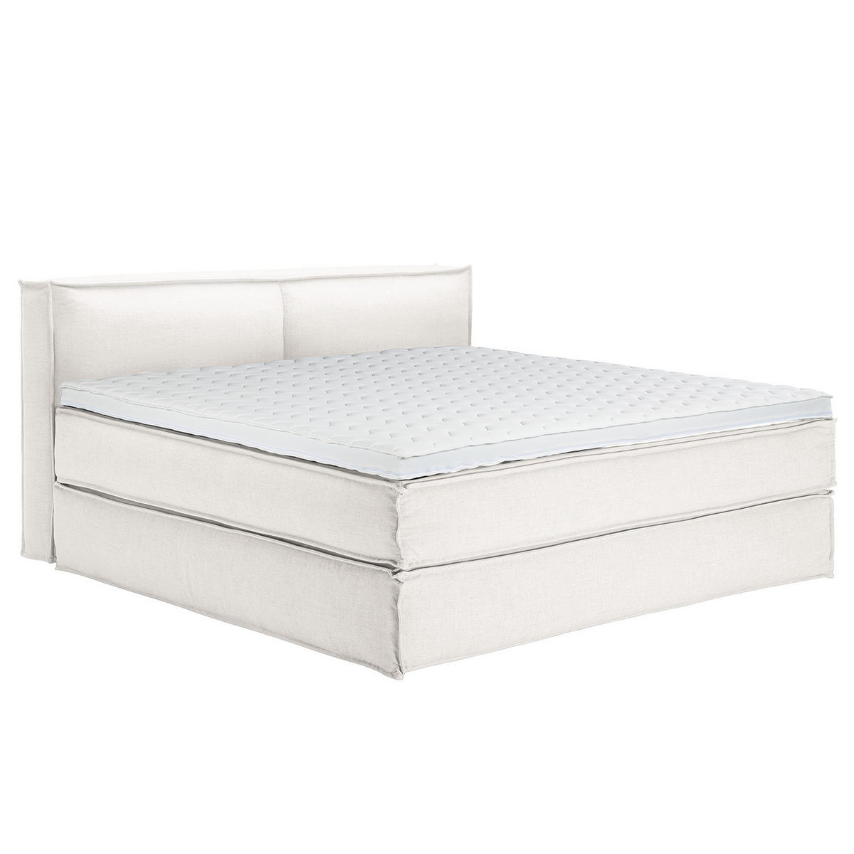 BOXSPRINGBETT mit Kopfteil - Premium - Weiß, Textil (200/220cm) - home24