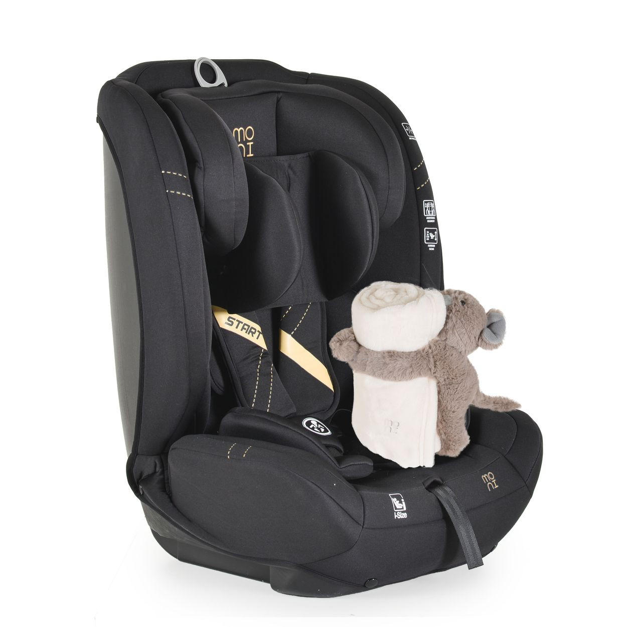 KINDERSITZ i-Size Start schwarz (76-150cm) Kopfstütze verstellbar, Kuscheltier - Schwarz, Kunststoff (45/60/46cm) - Moni