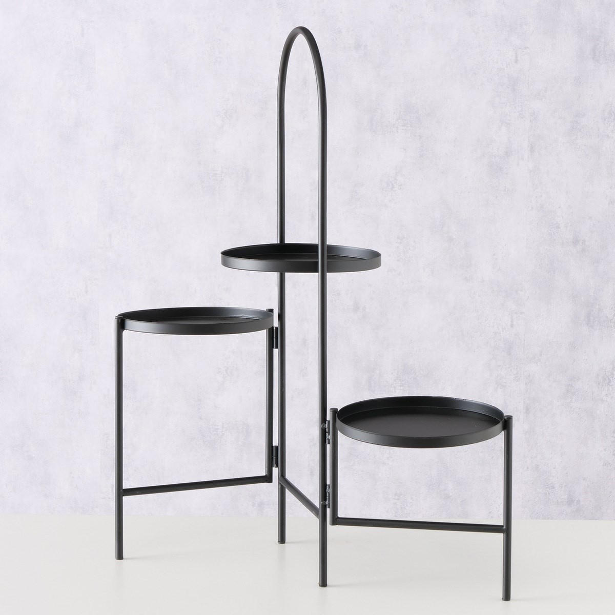 BLUMENSTÄNDER Schwarz 68 cm 3 Ebenen - Schwarz, Metall (50/34/68cm) - Boltze Home