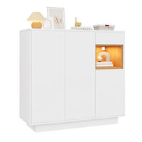 SCHUHSCHRANK 105/100,5/39,5 cm Weiß/Natur aus Spanplatte mit LED-Beleuchtung - Naturfarben, Holzwerkstoff (105/100/39cm) - OKMYHOME
