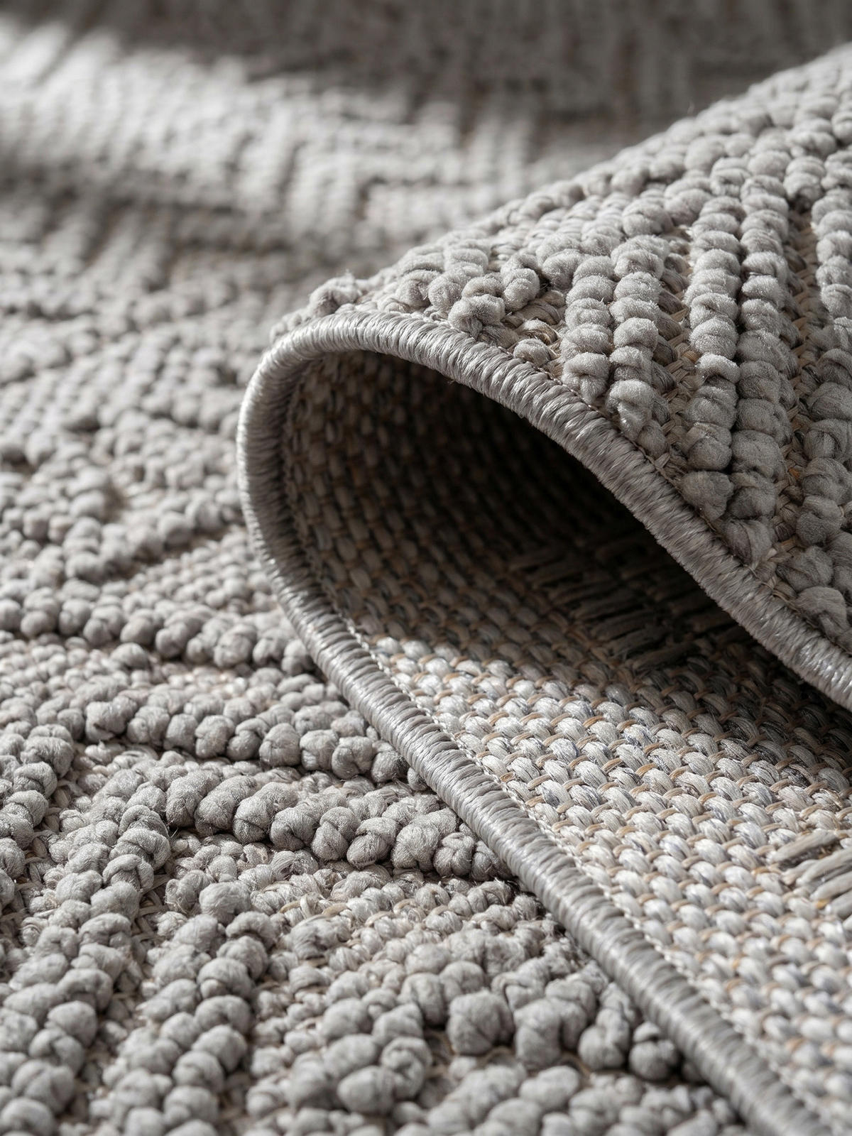 TEPPICH Flachgewebe LANGAU in Silber, mit Ethno-Streifen, Ø 200 cm - Silberfarben, Textil (200/200cm) - KADIMA DESIGN