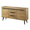 SIDEBOARD NORDICO 160/83/40 cm mit 3 Schubladen 2 Türen Eiche Artisan - Eiche Artisan, Holzwerkstoff (160/83/40cm) - MASSENO