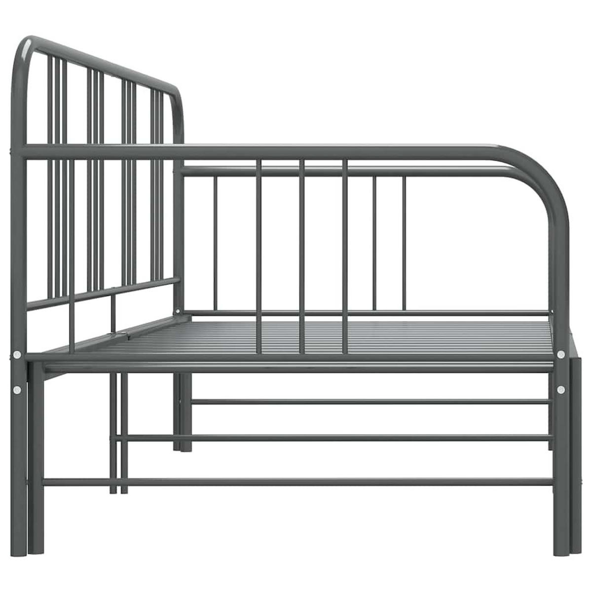 AUSZIEHSOFA Bettgestell Grau Metall 90/200 Cm - Grau, Textil (90/200cm) - vidaXL