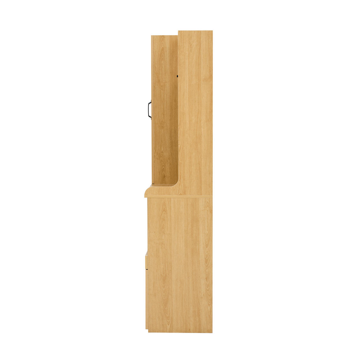 BUFFET DE-38316 98/40/177 cm mit Riffelglas und ausziehbaren Regalböden Natur - Naturfarben, Holzwerkstoff (98/177/40cm) - ComfortXL