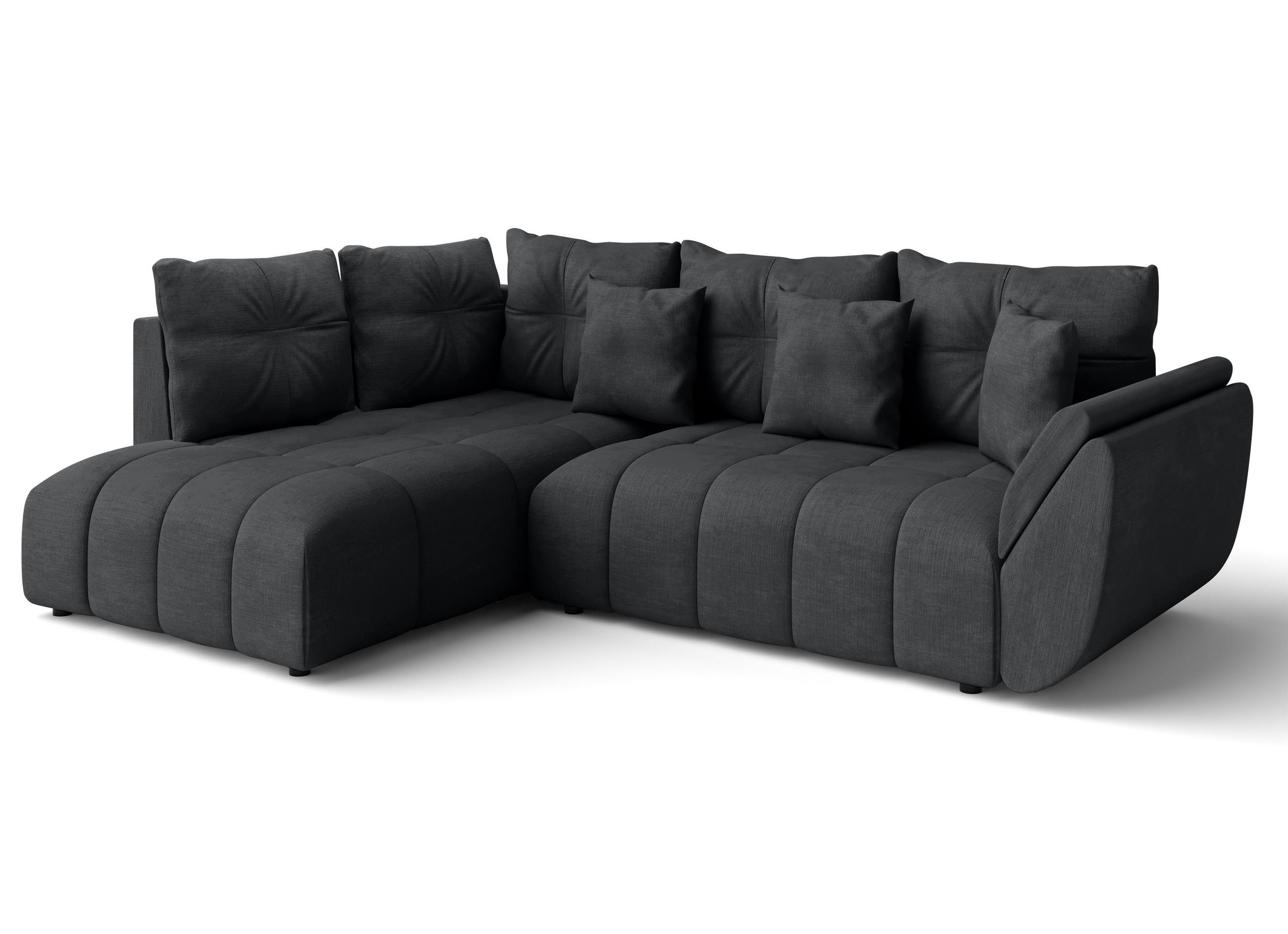 ECKSOFA L Form Corleone Dunkelgrau 266/182/91 cm mit Schlaffunktion - Dunkelgrau/Schwarz, Kunststoff/Textil (266/182cm) - AX Living